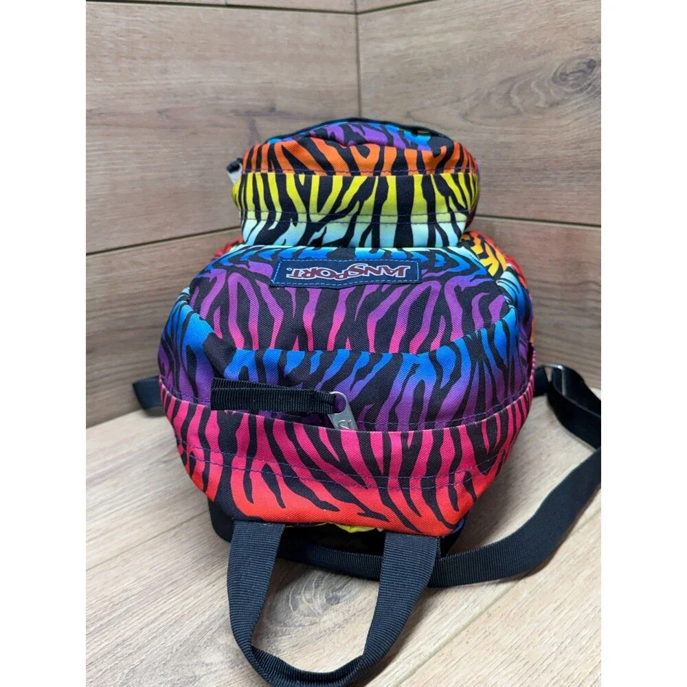 JanSport Rainbow Zebra Print Mini Backpack Made in USA - 90s Vintage
